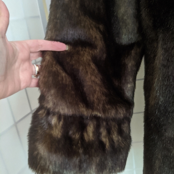 Vintage Faux Mink Brown Coat S - Picture 3 of 12